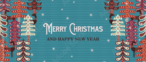 Christmas New Year nordic pine tree deer forest