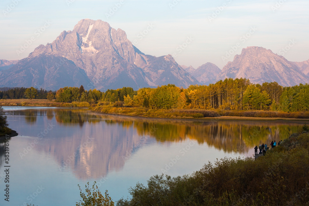 Landscape view of the fall colors in Grand Teton National Park (Wyoming).