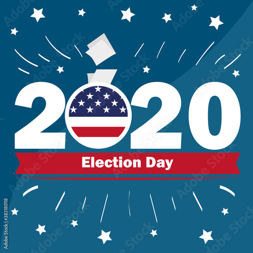 USA election day poster. Vote 2020 - Vector illustration