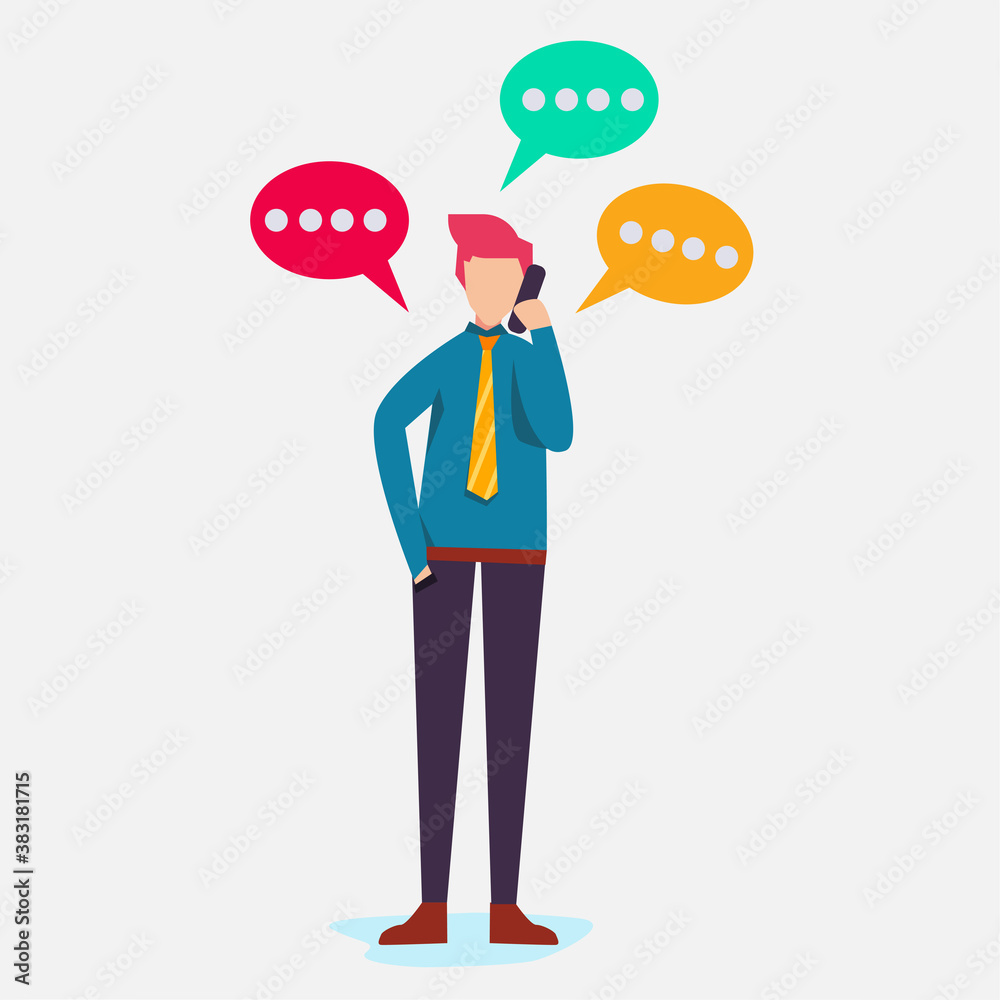 businessman talk on smartphone vector illustration in flat style businessman talk on smartphone vector illustration in flat style