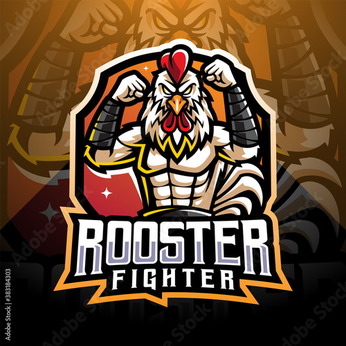 Rooster fighter esport mascot logo design