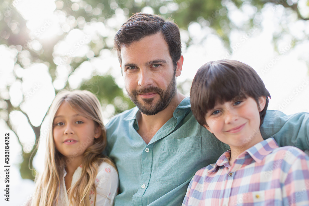 Fototapeta premium Portrait smiling father and children