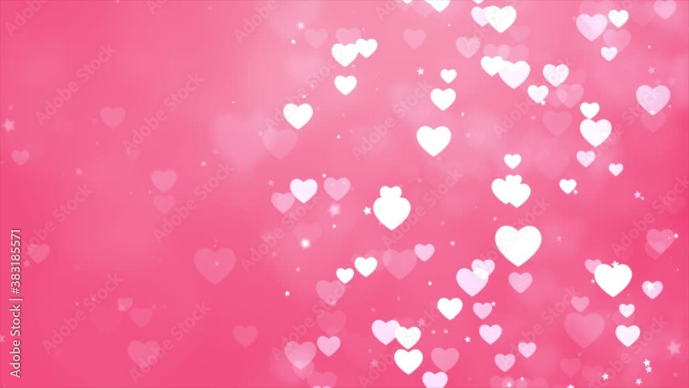 Rain of Hearts, Sunlight Streaks falling red Hearts with depth of field Seamless looping animation. Greeting card, Wishes, Celebration, Party, Invitation, Gift, Message, Holiday, Festival, valentine.