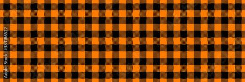 black and orange tartan halloween wide seamless pattern