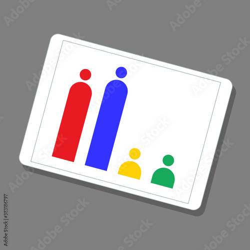 election online result in digital tablet, blue candidate win, vector illustration