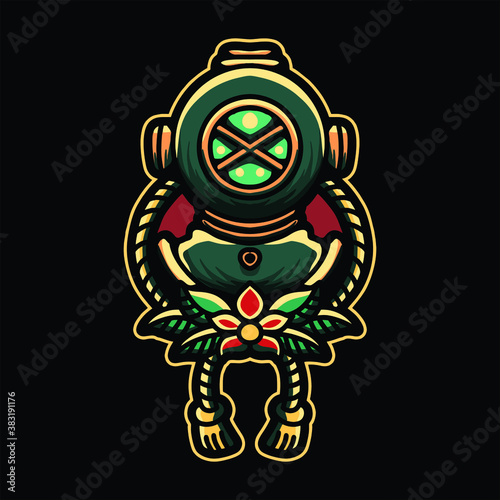 diving suit illustration vector design