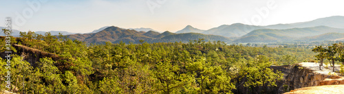 Panoramic view of beautiful mountain landscape in Mae Hong Son   Thailand.