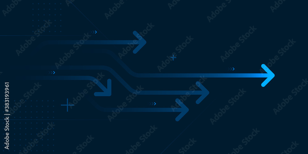Abstract arrow direction illustration flat design copy space business leader speed gaming concept