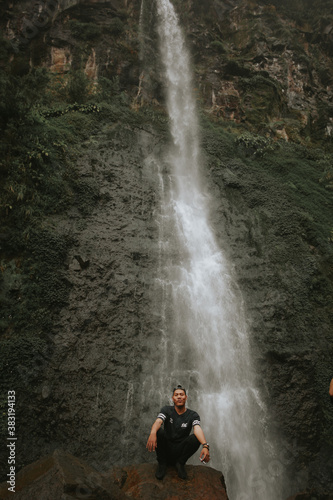 Cibeureum waterfall in Cainjur, West Java, Indonesia