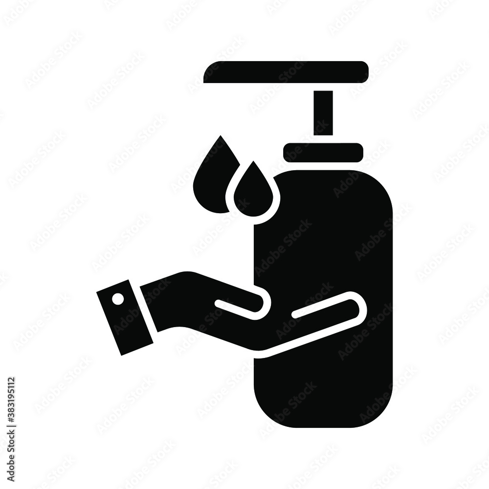 Washing hand with sanitizer liquid soap vector line icon. eps 10 Washing hand with sanitizer liquid soap vector line icon. eps 10