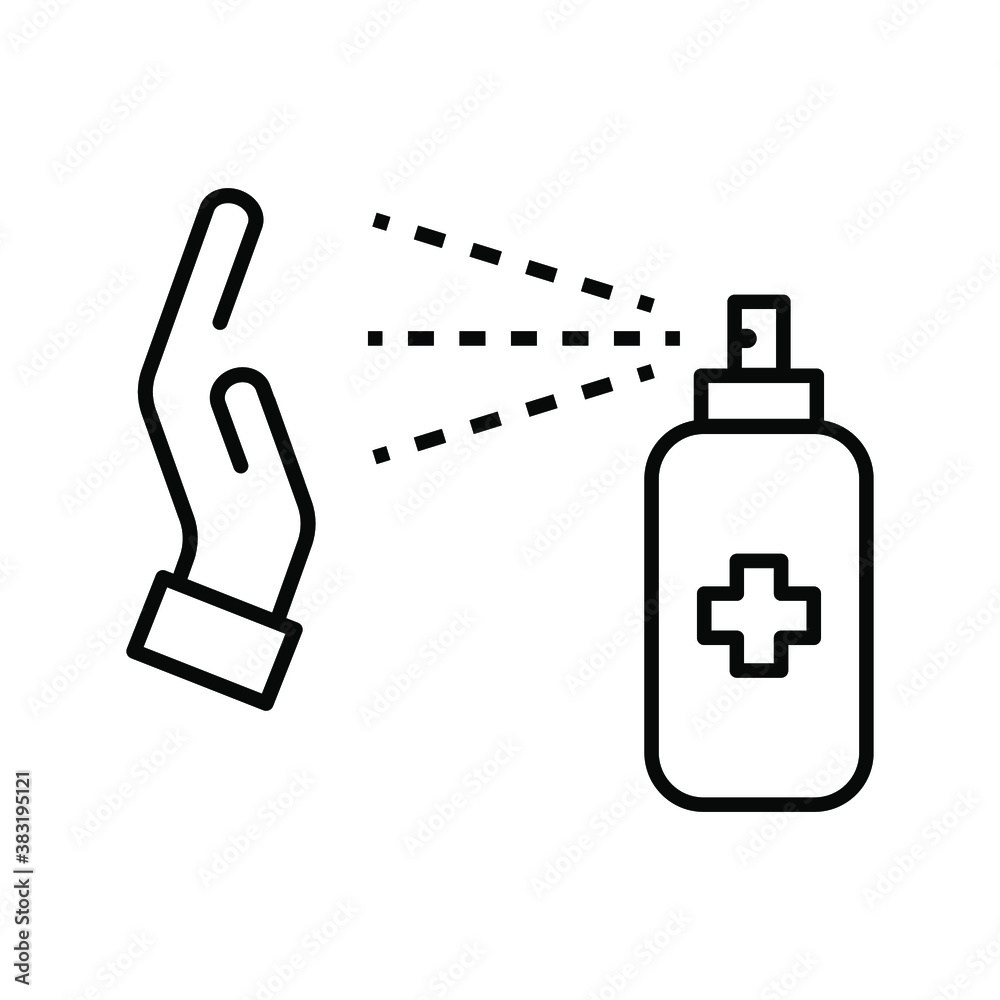 Washing hand with sanitizer liquid soap vector line icon. eps 10 Washing hand with sanitizer liquid soap vector line icon. eps 10