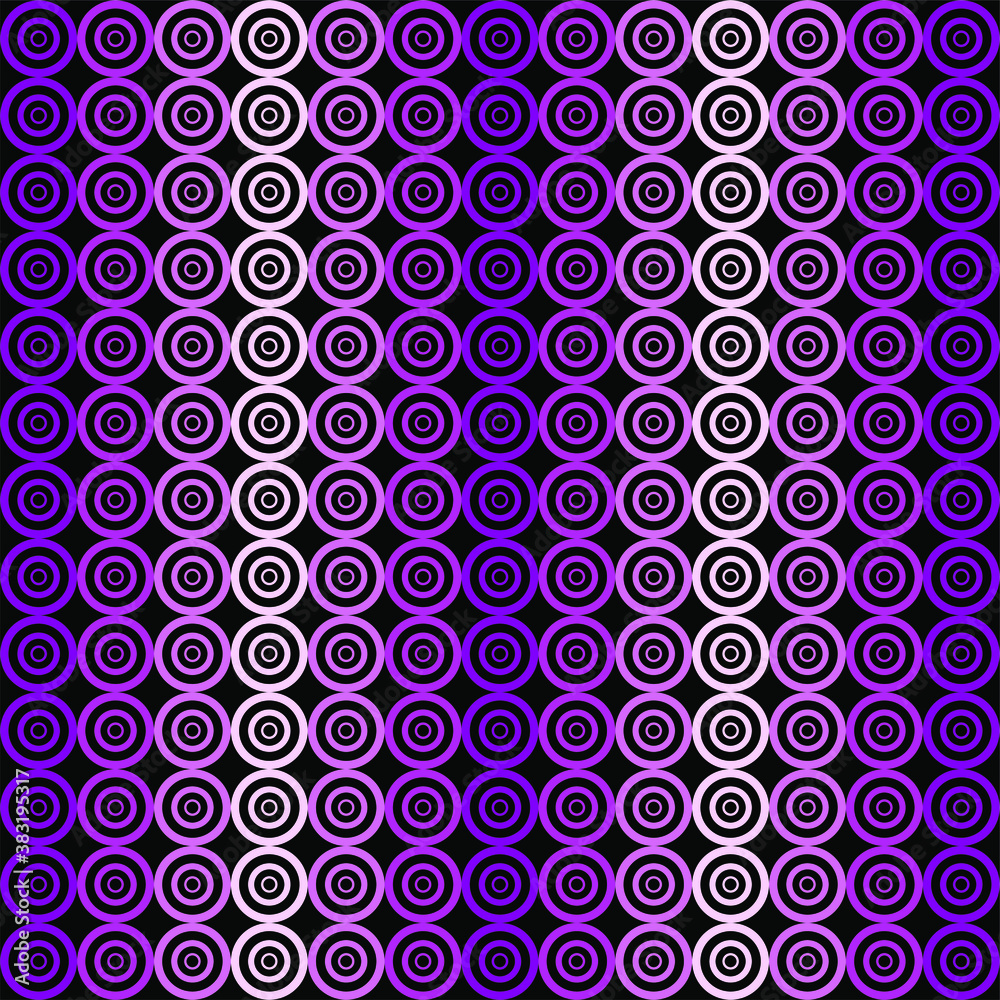 Concentric circle element in gradient purple-violet background. Elements for graphic web design template for textile pattern print, wrapping decoration, vector illustration and pattern background