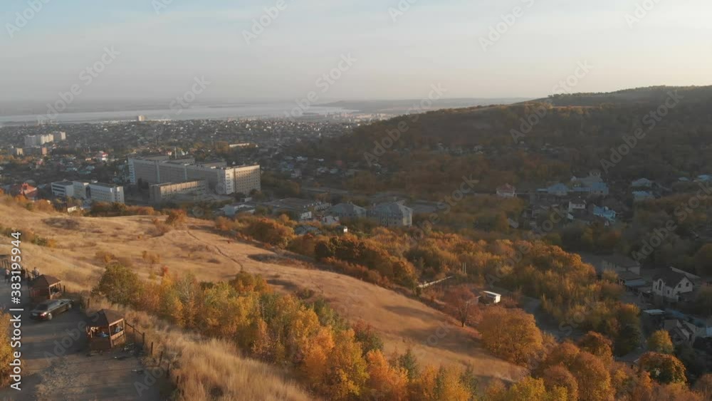 view of the city from the observation deck on an autumn day