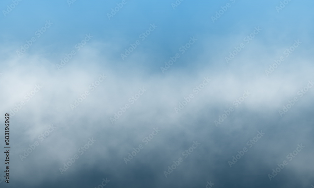 Abstract white smoke on sky blue color background