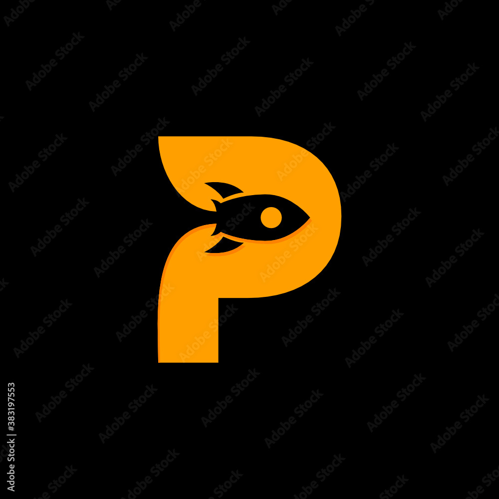 P Letter Rocket logo Design Template Inspiration, Vector. - obrazy, fototapety, plakaty 