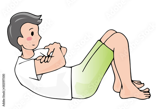 背臥位での腹筋運動