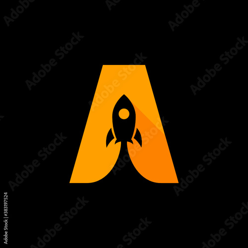 A Letter Rocket logo Design Template Inspiration, Vector.