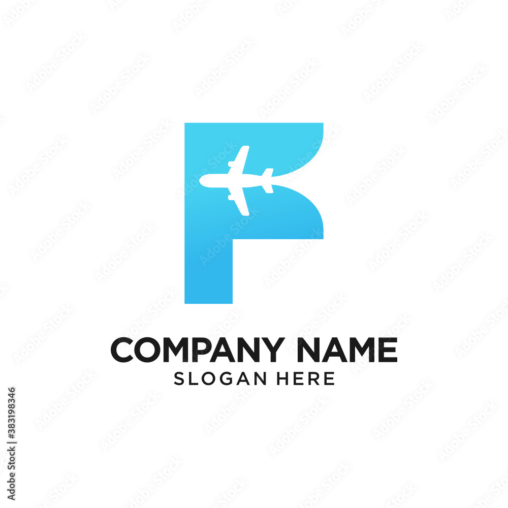 Fototapeta premium F Letter Plane logo Design Template Inspiration, Vector.