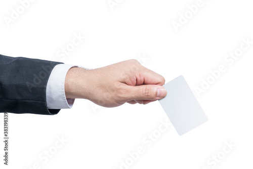 Businessman showing an empty card with his hand