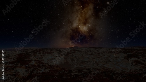 beautiful view from an exoplanet  a view from an alien planet  a computer-generated surface  a fantastic view of an unknown world  a fantasy world 3D render