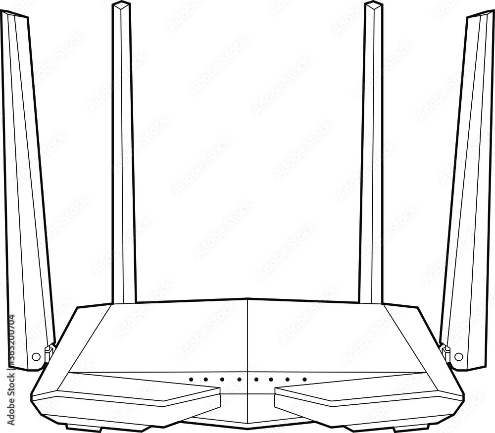 Professional Wifi Router internet Vector / Line Drawing. Icon, Logo, Design,  Element Stock Vector | Adobe Stock