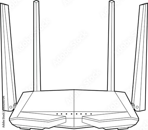 Professional Wifi Router internet Vector / Line Drawing. Icon, Logo, Design, Element