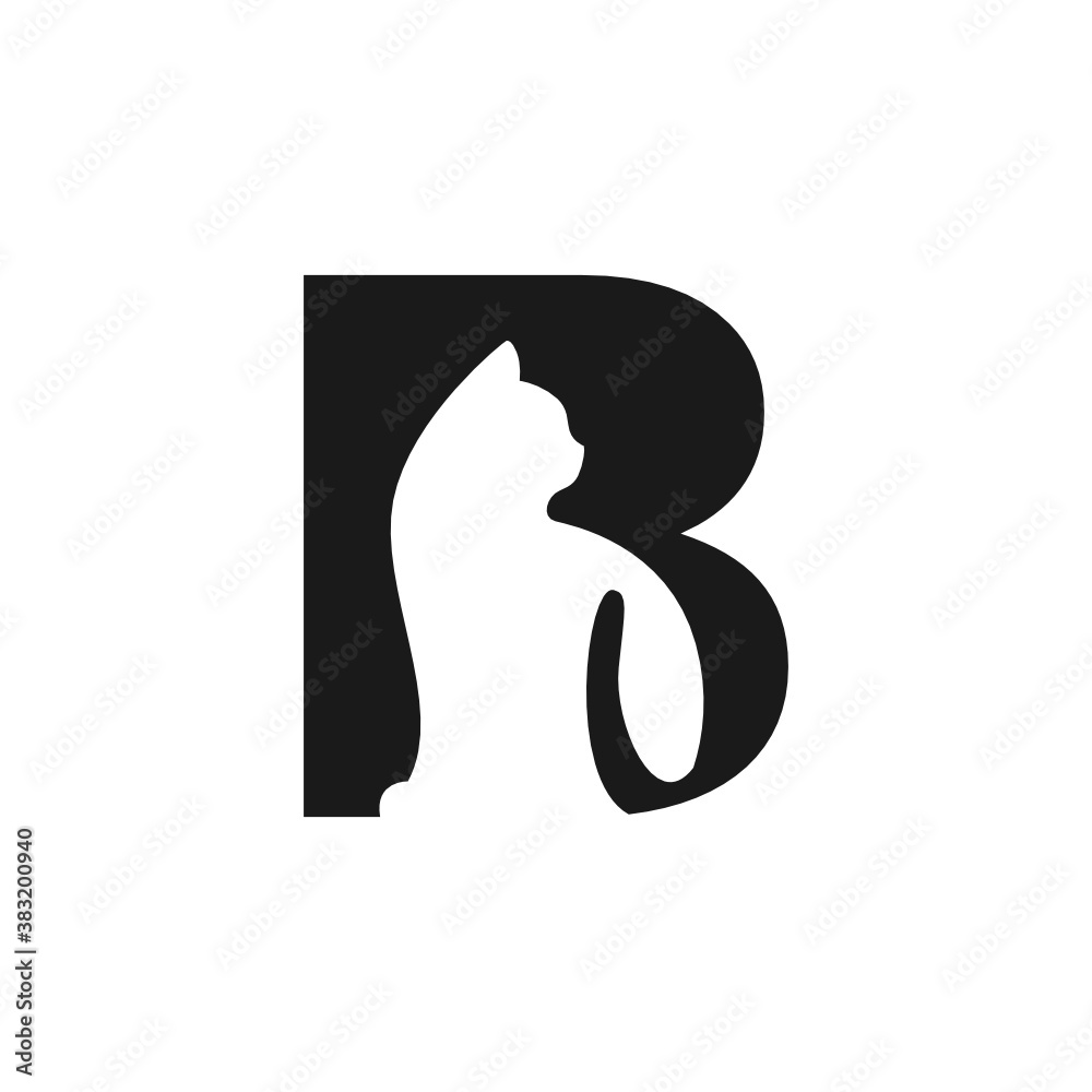 Obraz premium B Letter Cat Logo Design Template Inspiration, Vector.