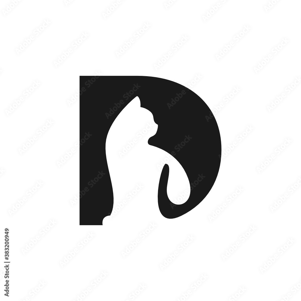 D Letter Cat Logo Design Template Inspiration, Vector. D Letter Cat Logo Design Template Inspiration, Vector.
