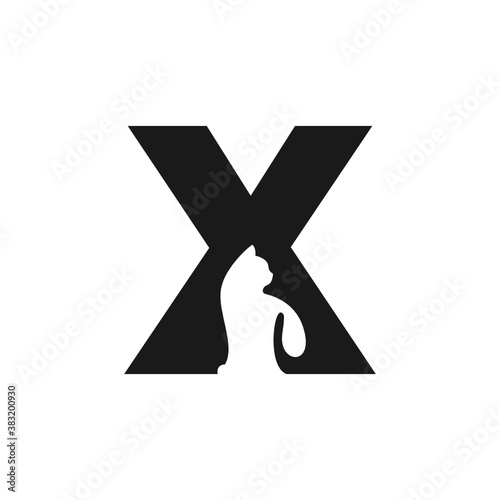 X Letter Cat Logo Design Template Inspiration, Vector.