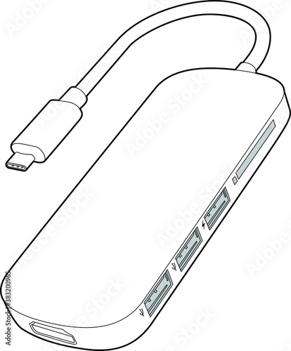 Professional USB adapter Vector / Line Drawing. Icon, Logo, Design, Element