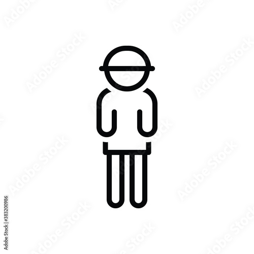 Black line icon for boy