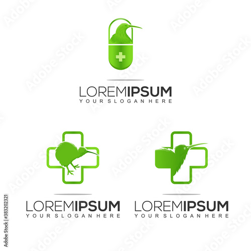 Kiwi Pharmacy Bundle Logo Design Template