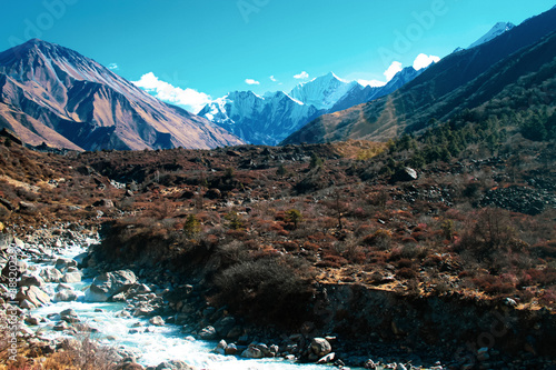 Beautiful view of Kyanjin Gompa village.  photo