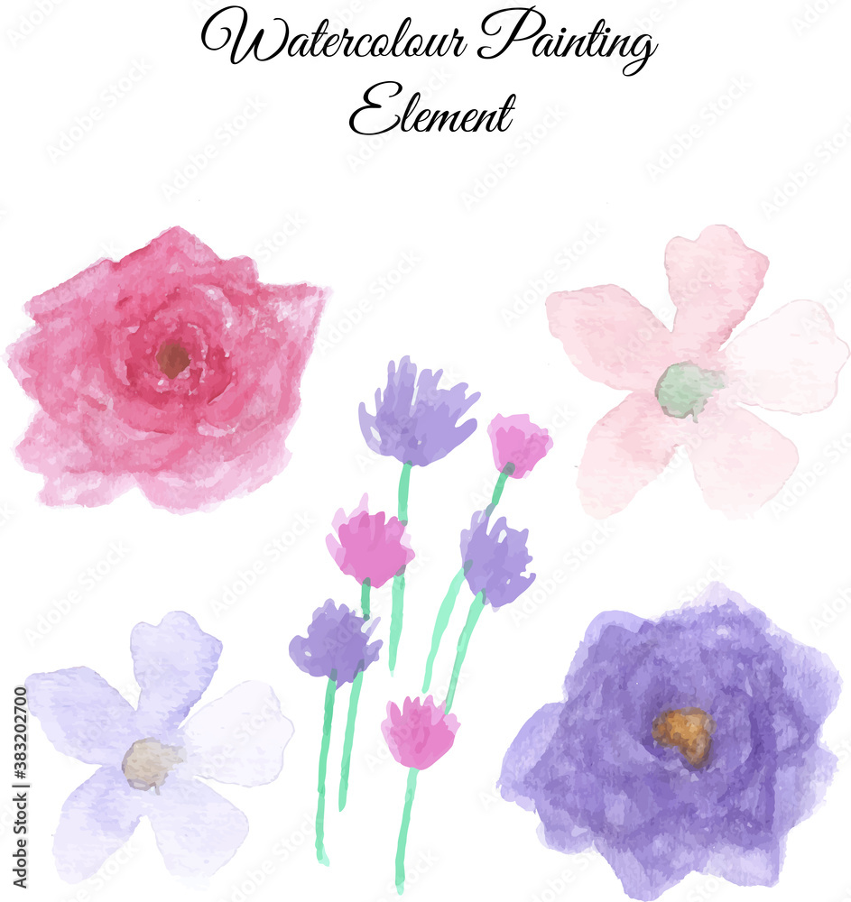 Fototapeta premium Watercolor Flowers Element