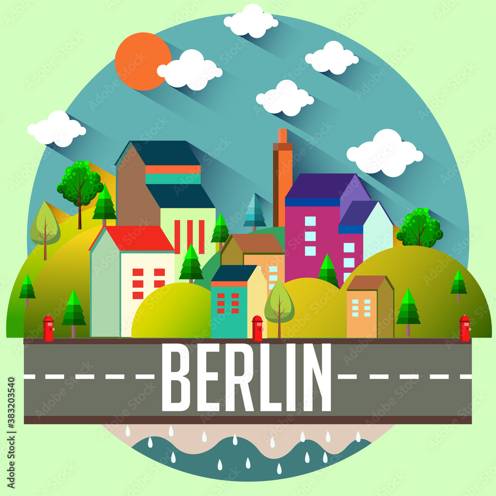 Berlin - Flat design city vector illustration