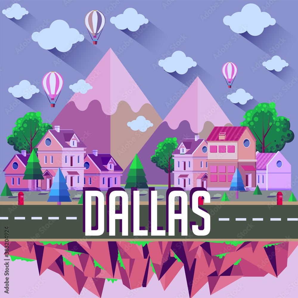 Dallas - Flat design city vector illustration