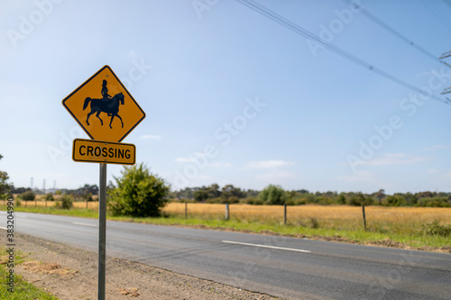 Horse Crossing sign on Road