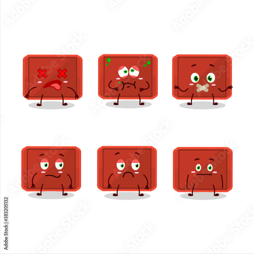 Red plastic tray cartoon character with nope expression