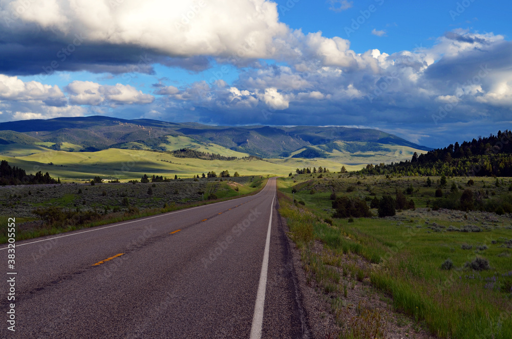Montana - Drifting Clouds over Highway 89 approaching White Sulphur Springs