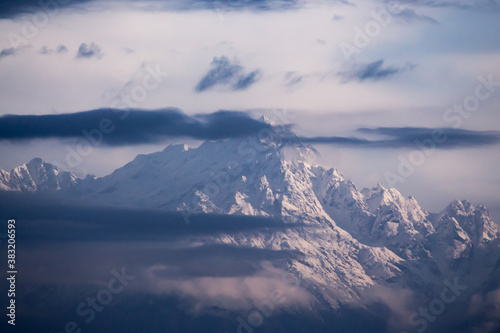 kangchenjunga mountain range in cloudy morning. © suparna