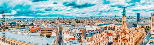 Photography Beautiful panoramic view of Paris from the roof of the Pantheon