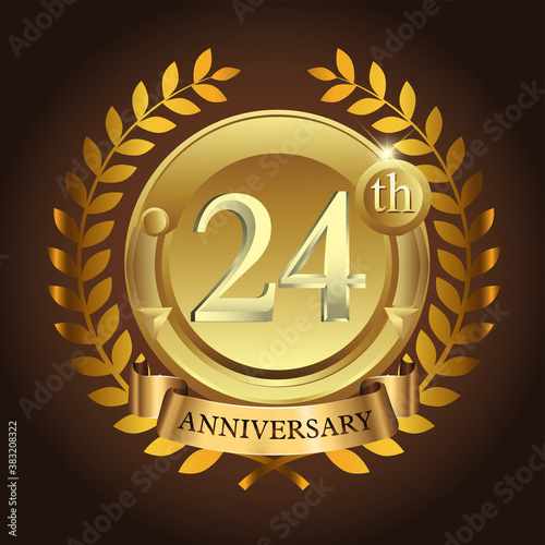 24th golden anniversary wreath ribbon logo