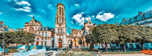 PARIS, FRANCE - JULY 06, 2016 : Saint-Germain l'Auxerrois Church is situated near Louvre. It's construction in Roman, Gothic and Renaissance styles Paris. France.
