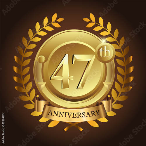 47th golden anniversary wreath ribbon logo