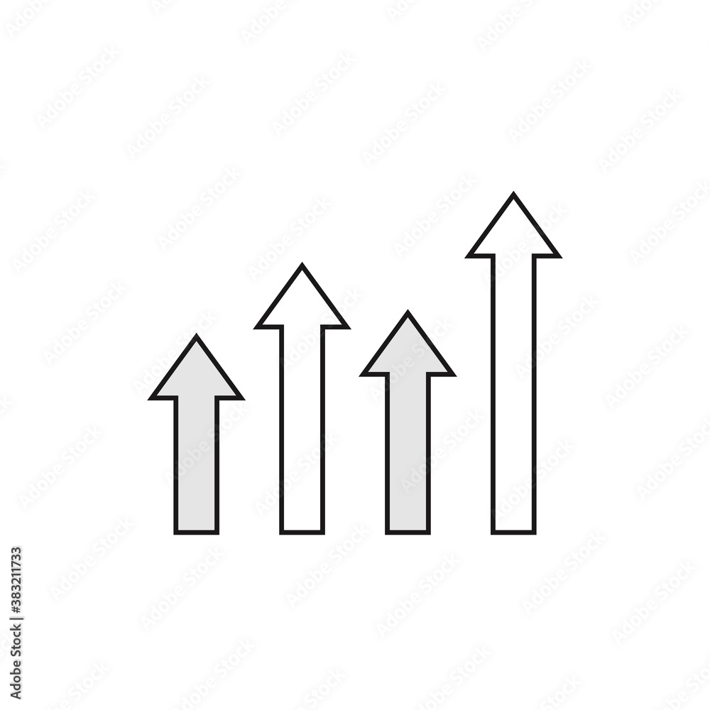 Arrow rising toward same direction success concept. Vector