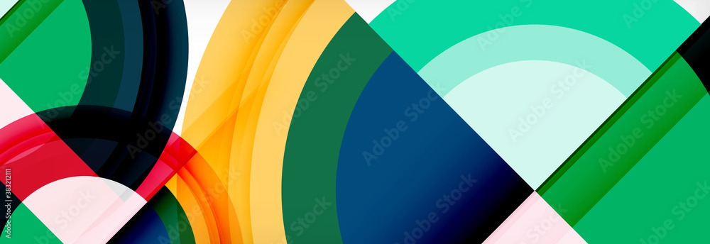 Obraz premium Round shapes, triangles and circles. Modern abstract background
