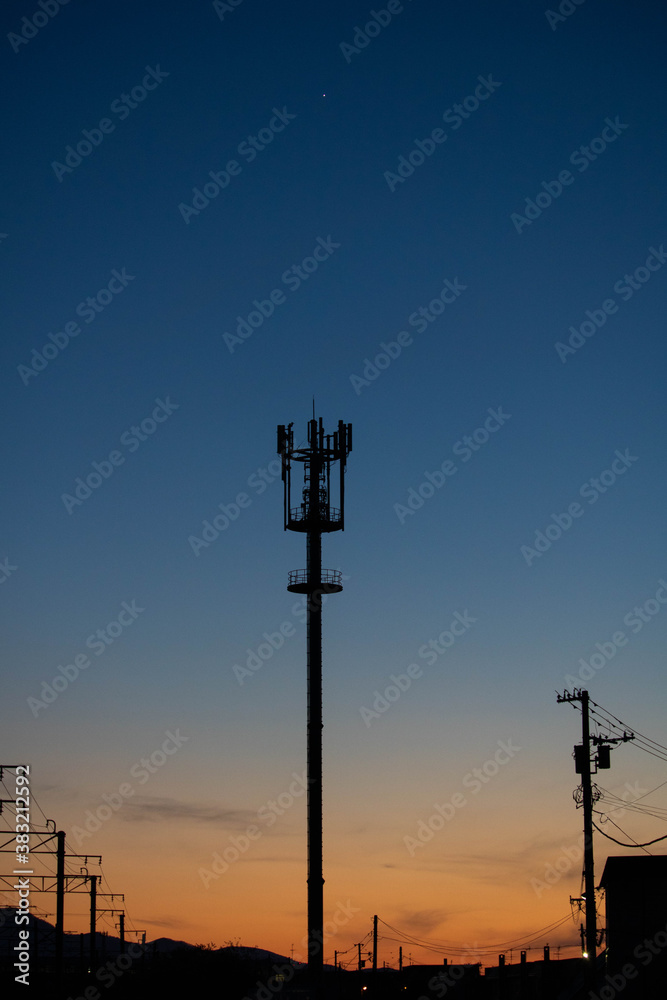 電柱と夕方 電柱と夕方