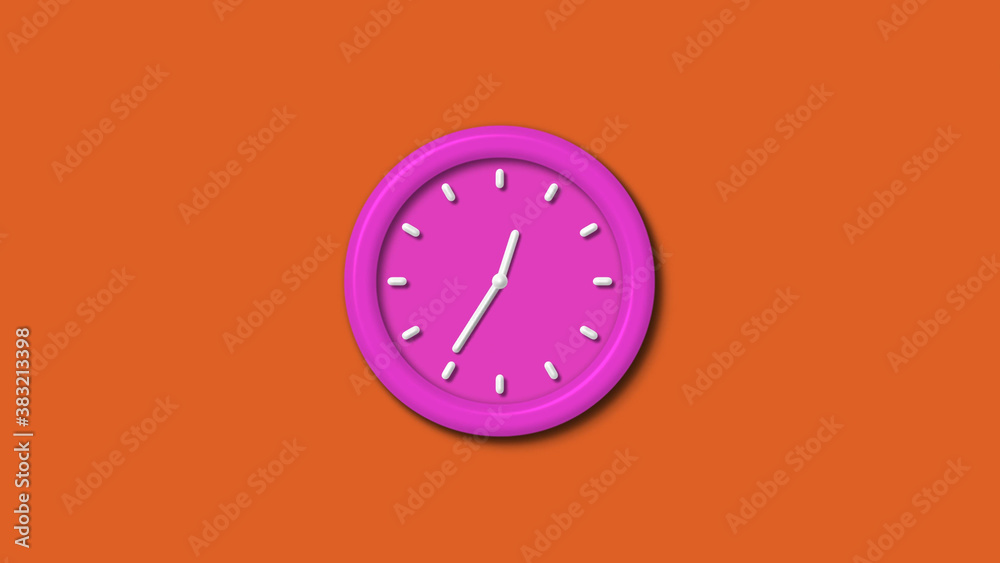 Amazing pink color 3d wall clock isolated on brown background,12 hours 3d wall clock Amazing pink color 3d wall clock isolated on brown background,12 hours 3d wall clock