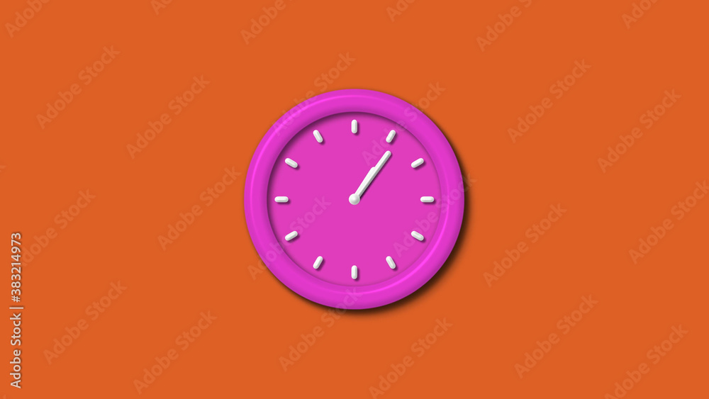 Amazing pink color 3d wall clock isolated on brown background,12 hours 3d wall clock Amazing pink color 3d wall clock isolated on brown background,12 hours 3d wall clock