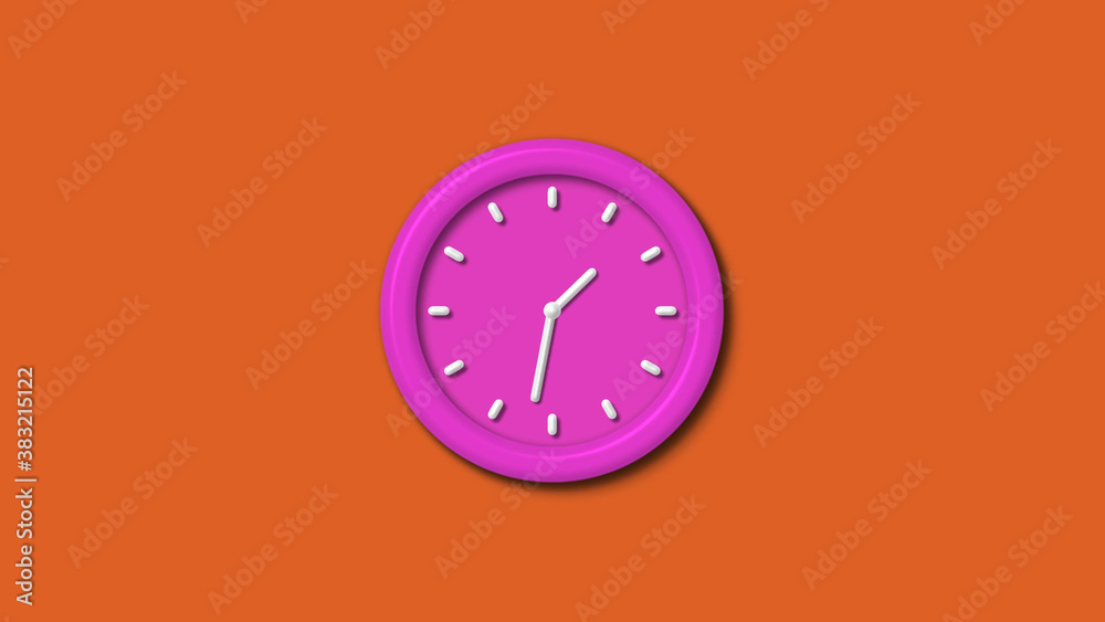 Amazing pink color 3d wall clock isolated on brown background,12 hours 3d wall clock Amazing pink color 3d wall clock isolated on brown background,12 hours 3d wall clock
